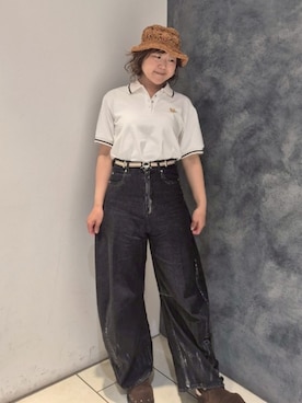 「アイテム（ポロシャツ）」を使った、NICOLE CLUB staffさん（レディース・156cm）の夏コーディネート