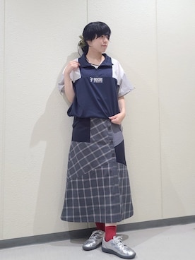 「DISCUS（ディスカス）のアイテム」を使った、NICOLE CLUB staffさん（レディース・158cm）の夏コーディネート