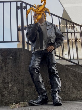 「アイテム（ブーツ）」を使った、saccharo69さん（メンズ・180cm）の秋コーディネート