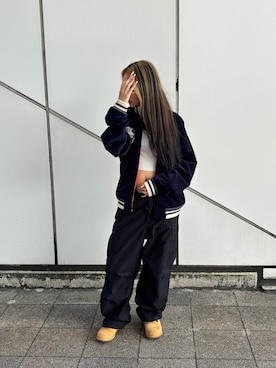 「アイテム（スカジャン）」を使った、ずなさん（レディース・152cm）の夏コーディネート