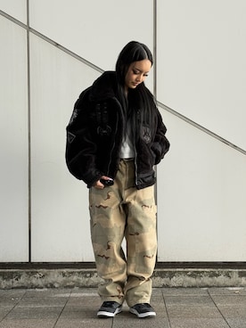 「アイテム（ミリタリージャケット）」を使った、ずなさん（レディース・152cm）の秋コーディネート