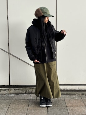 「アイテム（MA-1）」を使った、ずなさん（レディース・152cm）の秋コーディネート