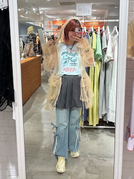 「レイヤード」｜「アイテム（キャミソール）」を使った、ウタさん（レディース・158cm）の夏コーディネート