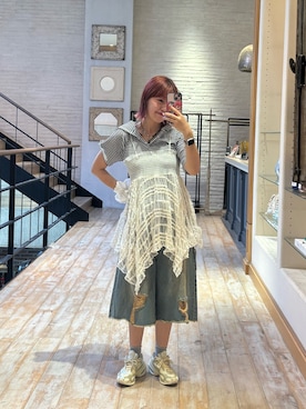「フーディー」｜ウタさん（レディース・158cm）の夏コーディネート