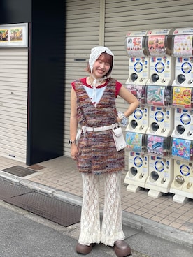 「アイテム（ベスト）」を使った、ウタさん（レディース・158cm）の夏コーディネート