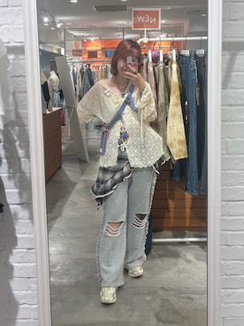 「アイテム（バンダナ/スカーフ）」を使った、ウタさん（レディース・158cm）の夏コーディネート