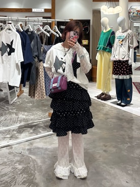 「CIAOPANIC（チャオパニック）のスターパッチワークTee（T恤/上装、ホワイト系）」を使った、ウタさん（レディース・158cm）の夏コーディネート