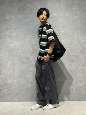 「NANO universe（ナノユニバース）のアイテム（スラックス）」を使った、daisukeさん（メンズ・169cm）の夏コーディネート