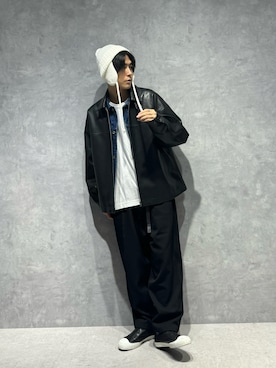 「NANO universe（ナノユニバース）のアイテム（ライダースジャケット）」を使った、daisukeさん（メンズ・169cm）の秋コーディネート