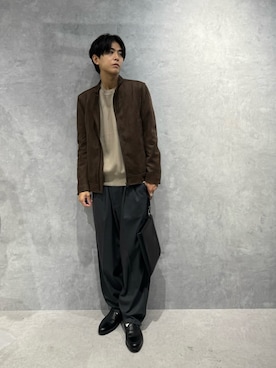 「アイテム（ライダースジャケット）」を使った、daisukeさん（メンズ・170cm）の秋コーディネート