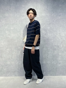 「アイテム（ニット/セーター）」を使った、daisukeさん（メンズ・169cm）の夏コーディネート