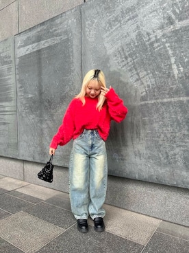 「カーブデニム」｜ミユさん（レディース・148cm）の秋コーディネート