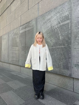 「アイテム（ノーカラーコート）」を使った、ミユさん（レディース・148cm）の秋コーディネート