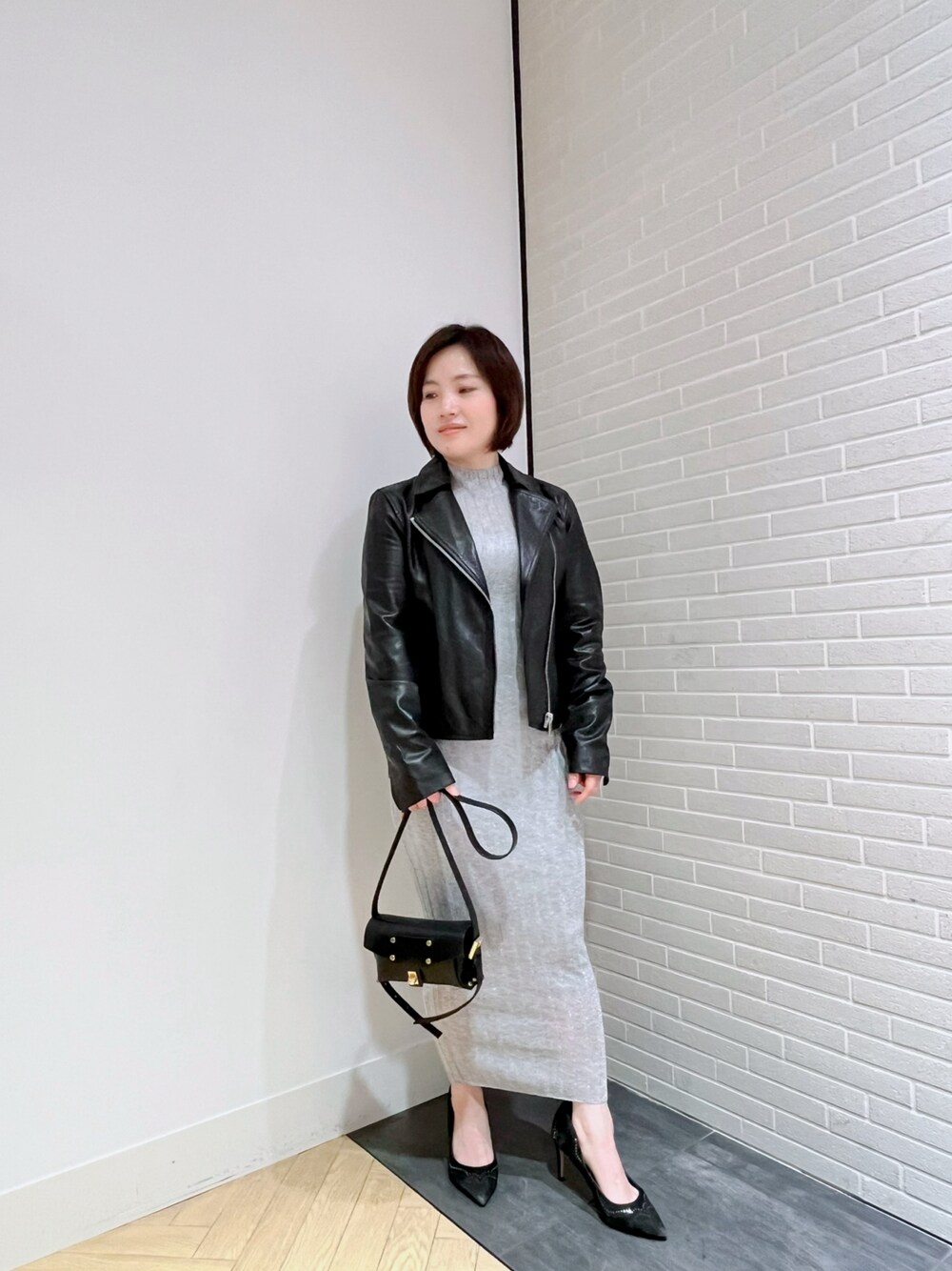「きれいめカジュアル、春服、いいね、save、フォローお願いします🤑」｜「ALLSAINTSのPATRICE 2-IN-1 RIBBED MIDI DRESS | PATRICE 2-IN-1 リブ ミディ ドレス・ワンピース（ワンピース、シルバー系）」を使った、casssieさん（レディース・150cm）の春コーディネートの1枚目の写真