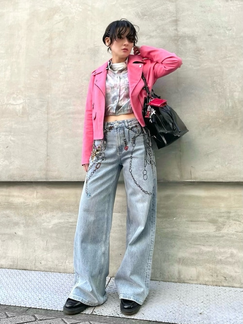 Desigual（デシグアル） レザージャケット ライダース ピンクバイカー