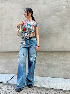 「Desigual（デシグアル）のアイテム」を使った、Desigual心斎橋STAFFさん（レディース・163cm）の夏コーディネート