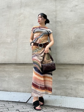 「Desigual（デシグアル）のカットアウトサンダル（サンダル、ブラック系）」を使った、Desigual心斎橋STAFFさん（レディース・158cm）の夏コーディネート