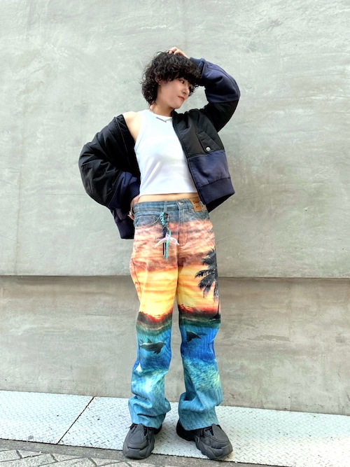 Desigual サンセット柄デニム Desigual×BOTTER】サンセットプリントデニムパンツ（デニムパンツ