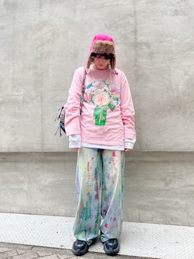 「アイテム（バックパック/リュック）」を使った、Desigual心斎橋STAFFさん（レディース・160cm）の冬コーディネート