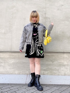 「Desigual（デシグアル）のアイテム（ブーツ）」を使った、Desigual心斎橋STAFFさん（レディース・153cm）の春コーディネート
