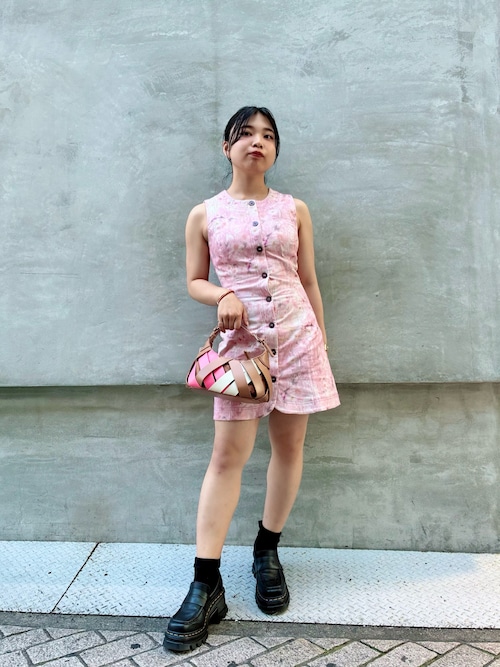 ノースリーブ模様入りワンピース　PGG Desigual（デシグアル） ワンピース フローラル ボタンワンピース