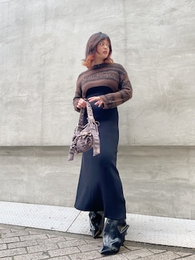 「アイテム（ワンピース）」を使った、Desigual心斎橋STAFFさん（レディース・158cm）の冬コーディネート