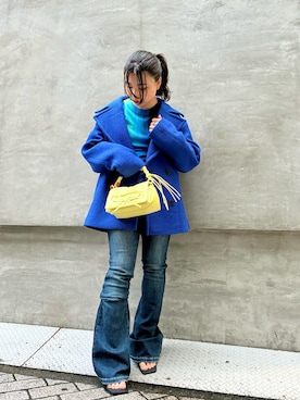 「アイテム（ピーコート）」を使った、Desigual心斎橋STAFFさん（レディース・153cm）の秋コーディネート