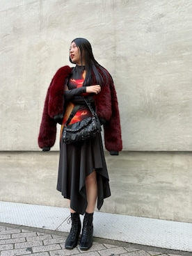 「ファーコート」｜「アイテム（ジャケット/アウター）」を使った、Desigual心斎橋STAFFさん（レディース・160cm）の秋コーディネート