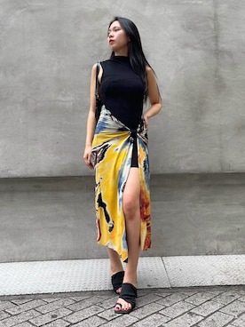 「Desigual（デシグアル）のカットアウトサンダル（サンダル、ブラック系）」を使った、Desigual心斎橋STAFFさんの春コーディネート
