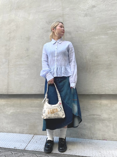 パッチワークデニム アシンメトリースカート（デニムスカート