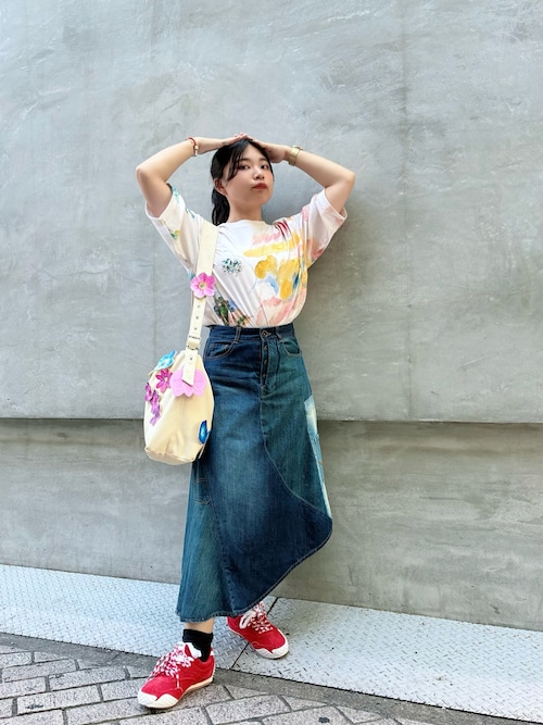 Desigual デニムスカート パッチワークデニム アシンメトリー