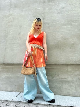 「Desigual（デシグアル）のアイテム（パンツ）」を使った、Desigual心斎橋STAFFさん（レディース・156cm）の夏コーディネート