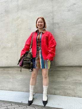 「アイテム（バックパック/リュック）」を使った、Desigual心斎橋STAFFさん（レディース・162cm）の秋コーディネート