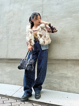 「アイテム（ベスト、ブラウン系）」を使った、Desigual心斎橋STAFFさん（レディース・153cm）の秋コーディネート