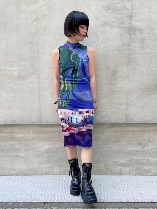 Desigual tシャツ M. Christian Lacroix 風景モチーフ チュールT