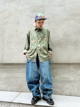 「アイテム（キャップ、パープル系）」を使った、Desigual心斎橋STAFFさん（レディース・156cm）の夏コーディネート