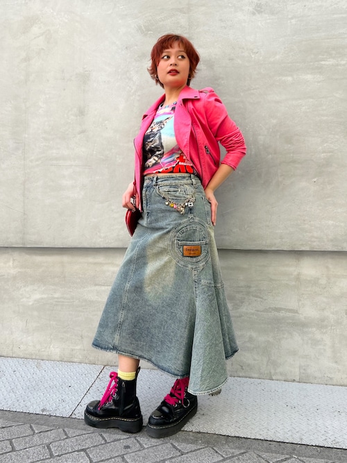 新品タグ付き☆デシグアル　バイカージャケット　ライダースジャケット　花柄　総柄 Desigual（デシグアル） レザージャケット ライダース ピンクバイカー