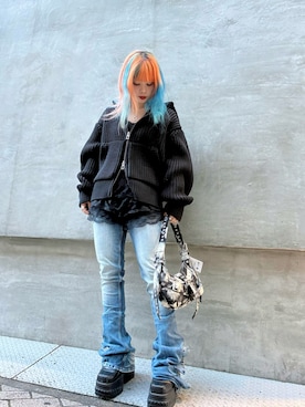 「フレアデニム」｜Desigual心斎橋STAFFさん（レディース・156cm）の秋コーディネート