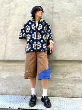 「Desigual（デシグアル）の立体フラワー刺繍 ノースリーブ Tシャツ（T Shirts、ホワイト系）」を使った、Desigual心斎橋STAFFさん（レディース・163cm）の夏コーディネート