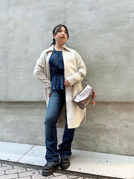 「アイテム（ステンカラーコート）」を使った、Desigual心斎橋STAFFさん（レディース・153cm）の秋コーディネート
