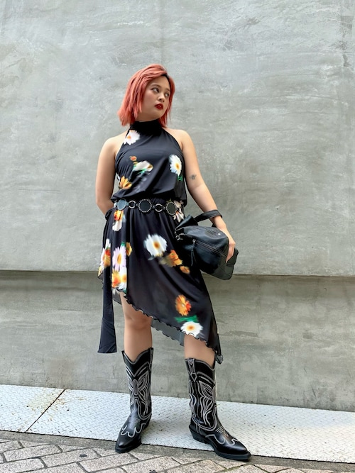 【新品/未使用】レディース 黒 蛇Xレザー コンビ ウエスタンブーツ サイズ37 Desigual ブーツ JOLENECOWBOYBLACKREPR レザーウェスタンブーツ