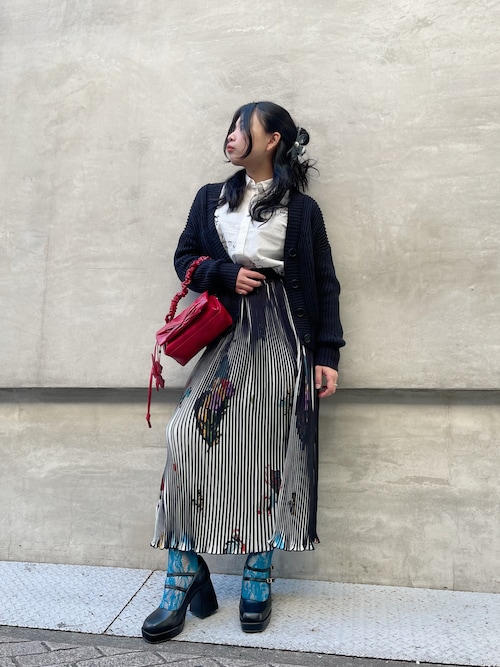 Desigual（デシグアル） ロング スカート ストライプ花柄プリーツ