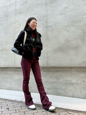 「アイテム（デニムパンツ、レッド系）」を使った、Desigual心斎橋STAFFさん（メンズ・160cm）の秋コーディネート