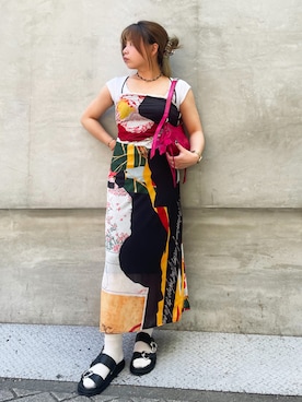 「Desigual（デシグアル）のアイテム」を使った、Desigual心斎橋STAFFさん（レディース・153cm）の夏コーディネート
