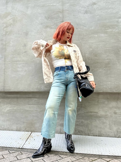 JOLENECOWBOYBLACKREPR レザーウェスタンブーツミドルハーフ