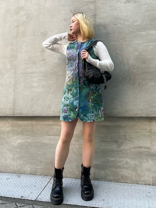 Desigual（デシグアル） ワンピース 花柄デニムフロントボタンミニ