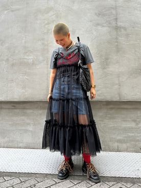 「アイテム（ブーツ）」を使った、Desigual心斎橋STAFFさん（レディース・155cm）の夏コーディネート