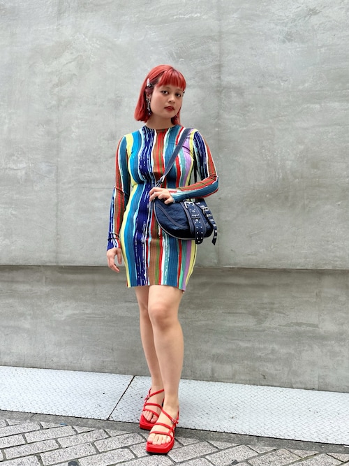 カラーストライプのリブドレス（ワンピース）｜Desigual（デシグアル