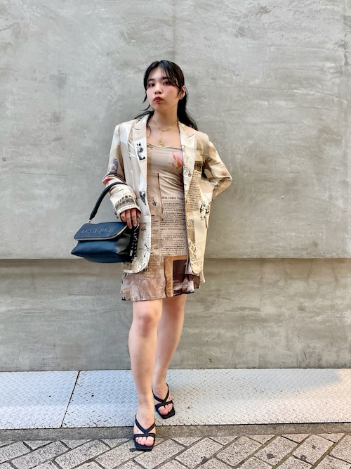 セール】ラクロワプリント アートスケッチ キャミソールワンピース