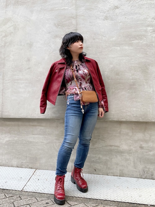 Desigual レザージャケット ライダース クロップド丈 フェイク